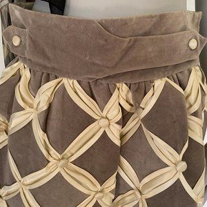 Vintage pleated skirt, velvet and satin skirt art to wear, grey and ivory